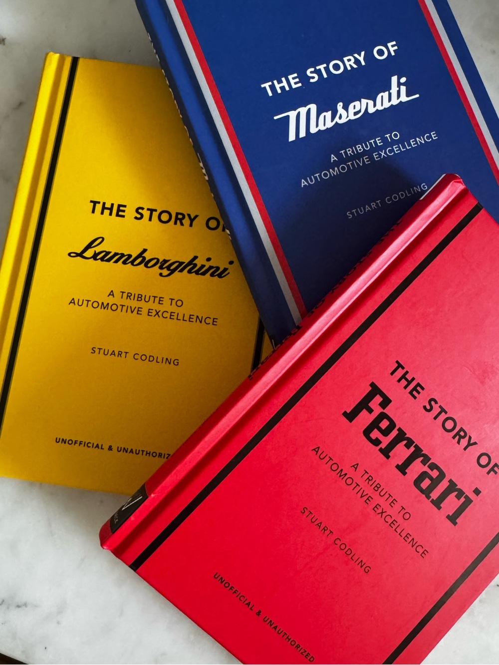 Set of 3 Automotive Coffee Table Books - Ferrari, Maserati, Lamborghini